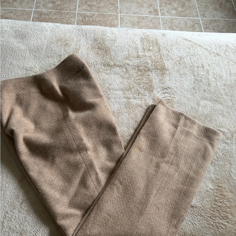 CHANEL Camel Wool-Blend Trousers